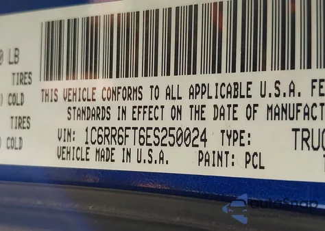 2014 Ram 1500 Express из США, поврежденный, VIN 1C6RR6FT6ES250024